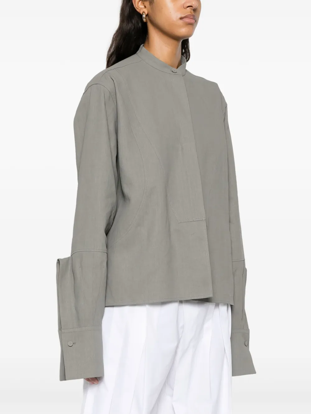 Jil Sander Gecoate linnen blouse Grijs