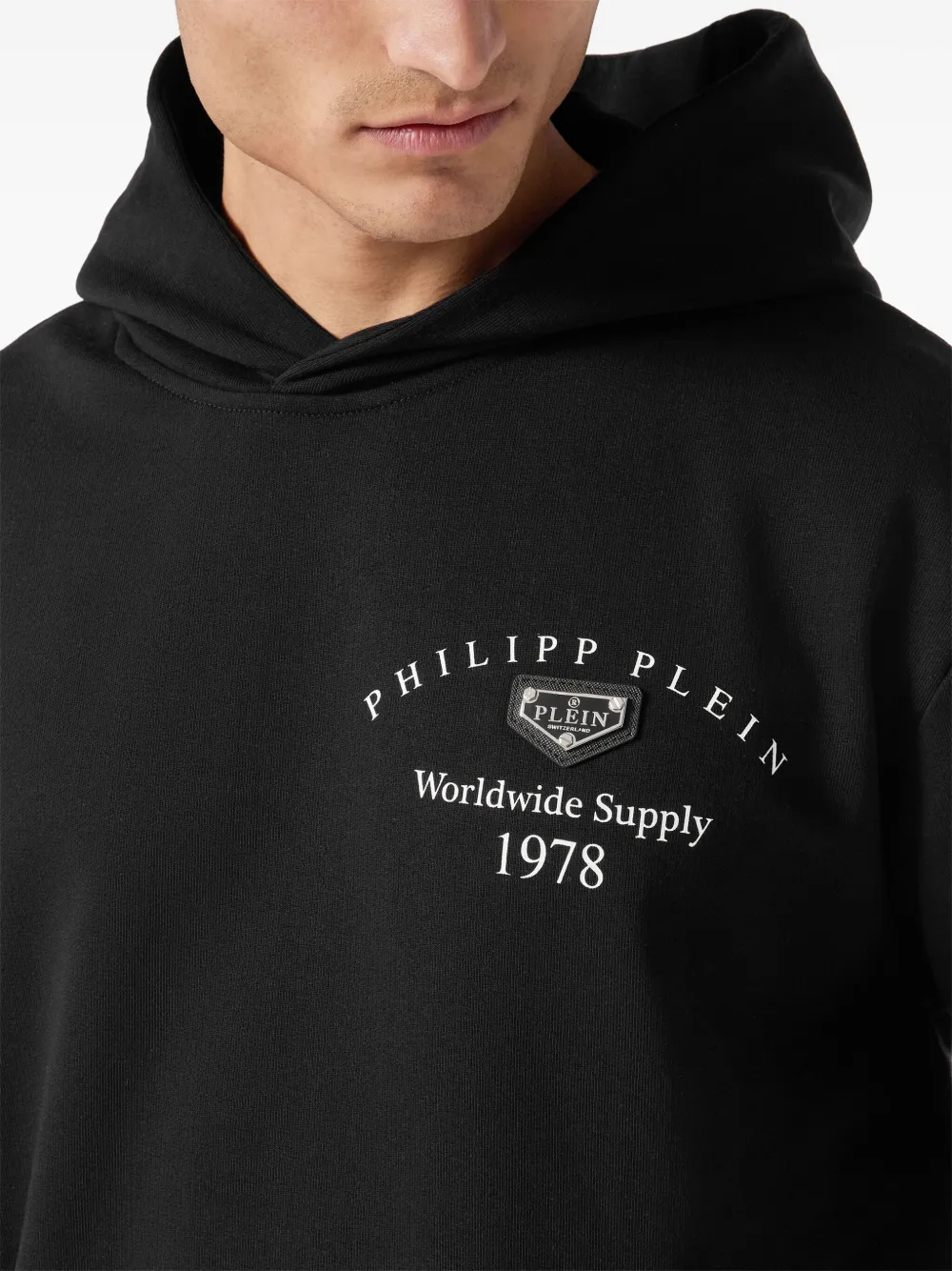 Philipp Plein Hoodie met logoplakkaat Zwart