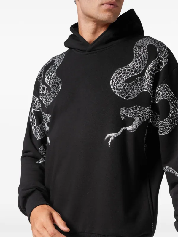 Philipp Plein スネークプリント パーカー Philipp Plein crystal-snake Hoodie | Black | FARFETCH