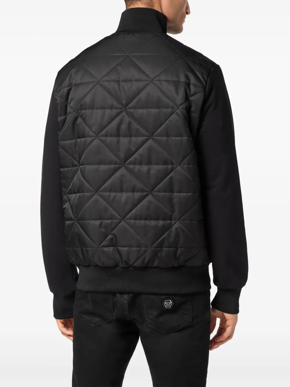 Philipp Plein Gewatteerd jack met logoplakkaat Zwart
