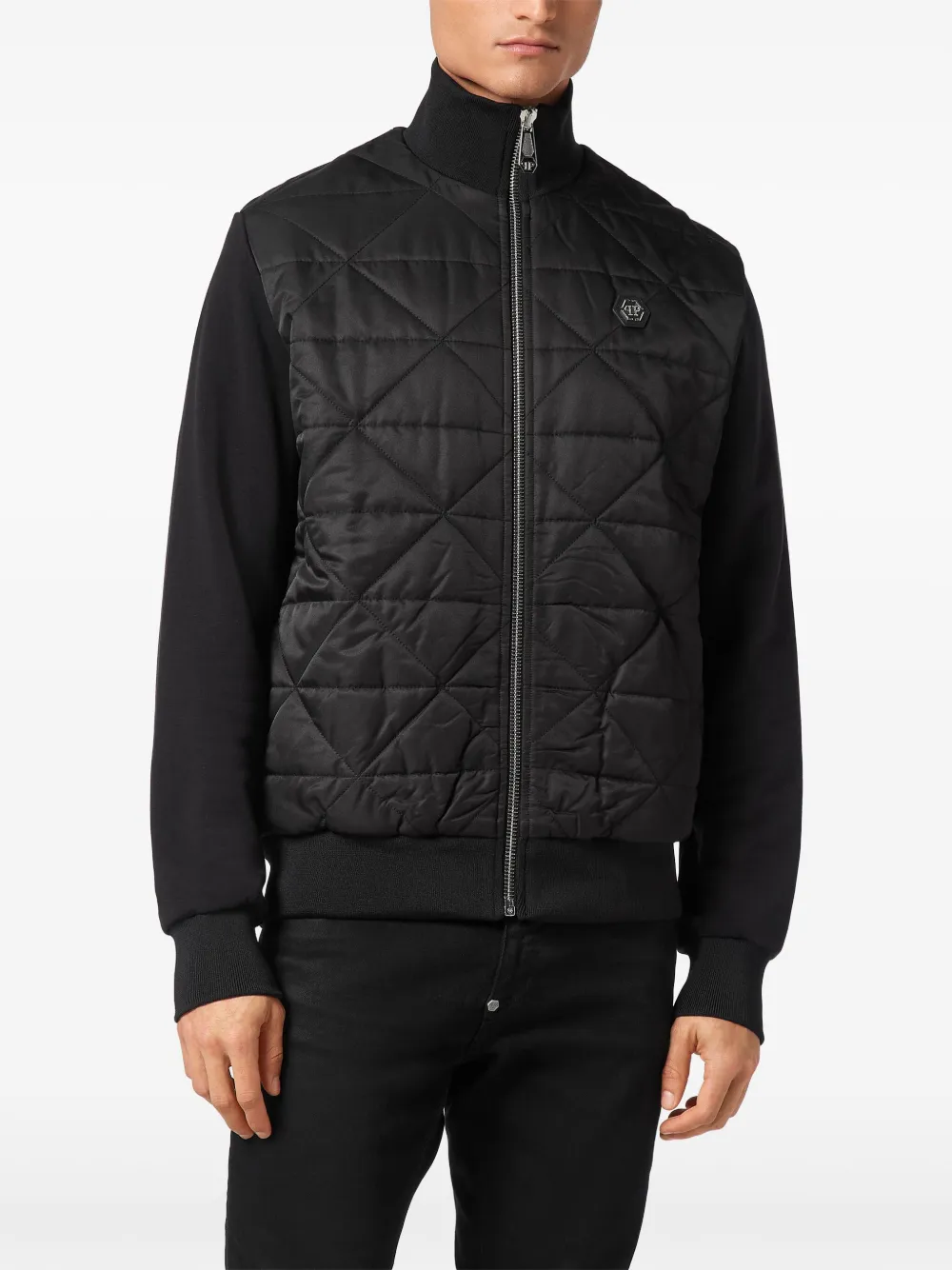 Philipp Plein Gewatteerd jack met logoplakkaat Zwart