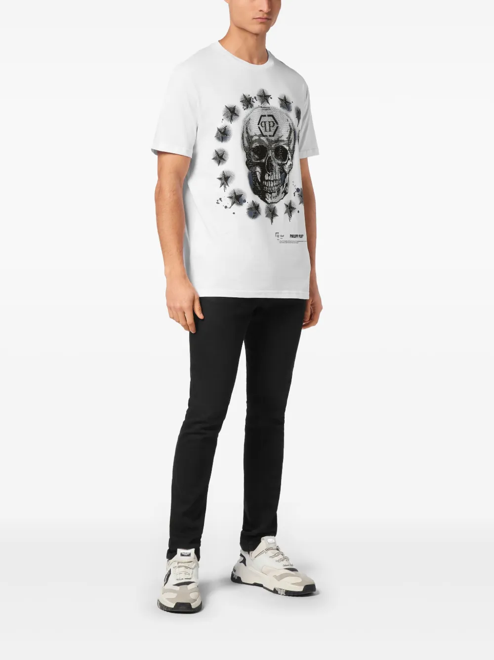 Philipp Plein T-shirt met doodskopprint - Wit