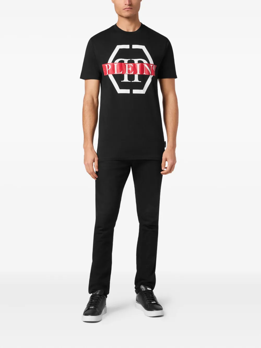 Philipp Plein PP Tape T-shirt met ronde hals - Zwart