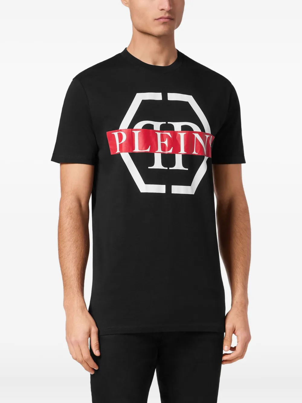 Philipp Plein PP Tape T-shirt met ronde hals Zwart