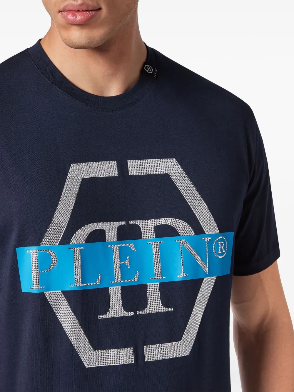 Philipp Plein PP Tape T-shirt met ronde hals Blauw