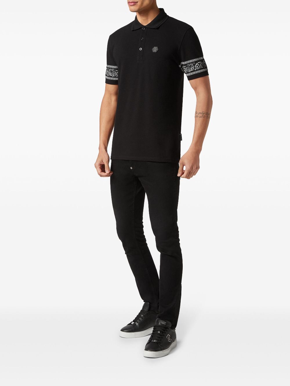 Philipp Plein Gothic Plein poloshirt met paisley-print - Zwart