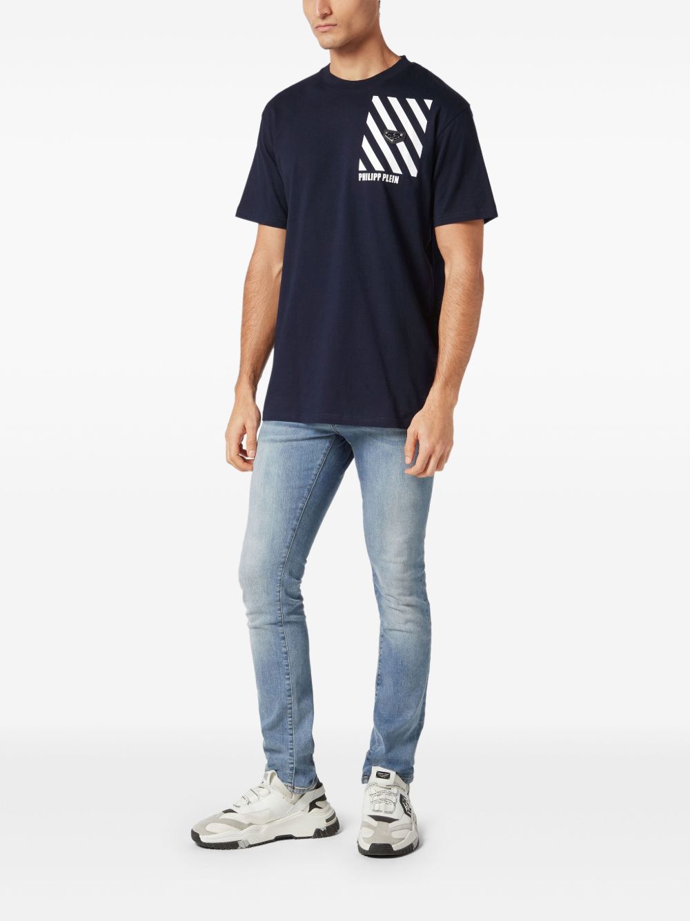 Philipp Plein Gestreept T-shirt - Blauw