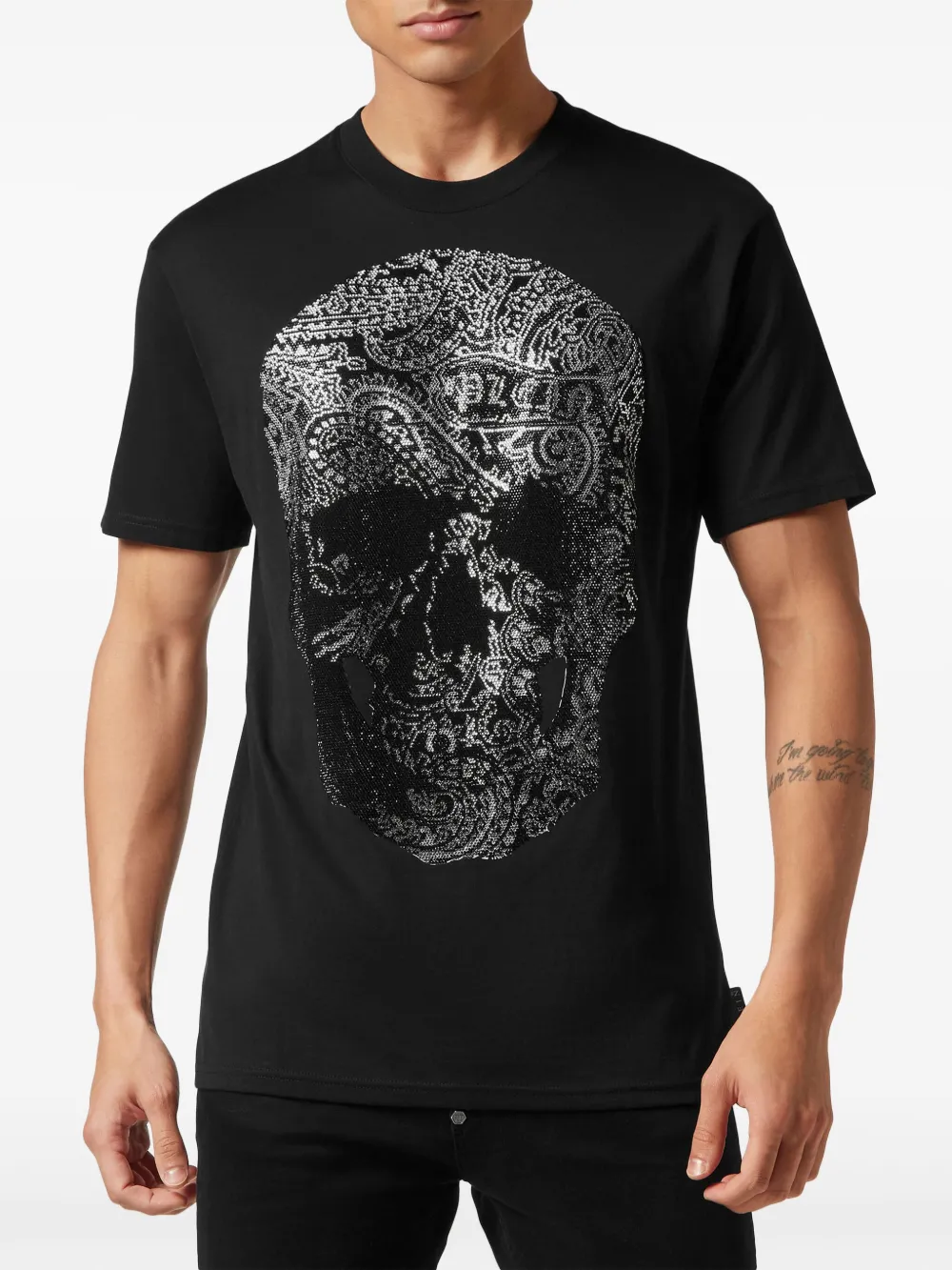 Philipp Plein T-shirt met paisley-doodskopprint en ronde hals Zwart