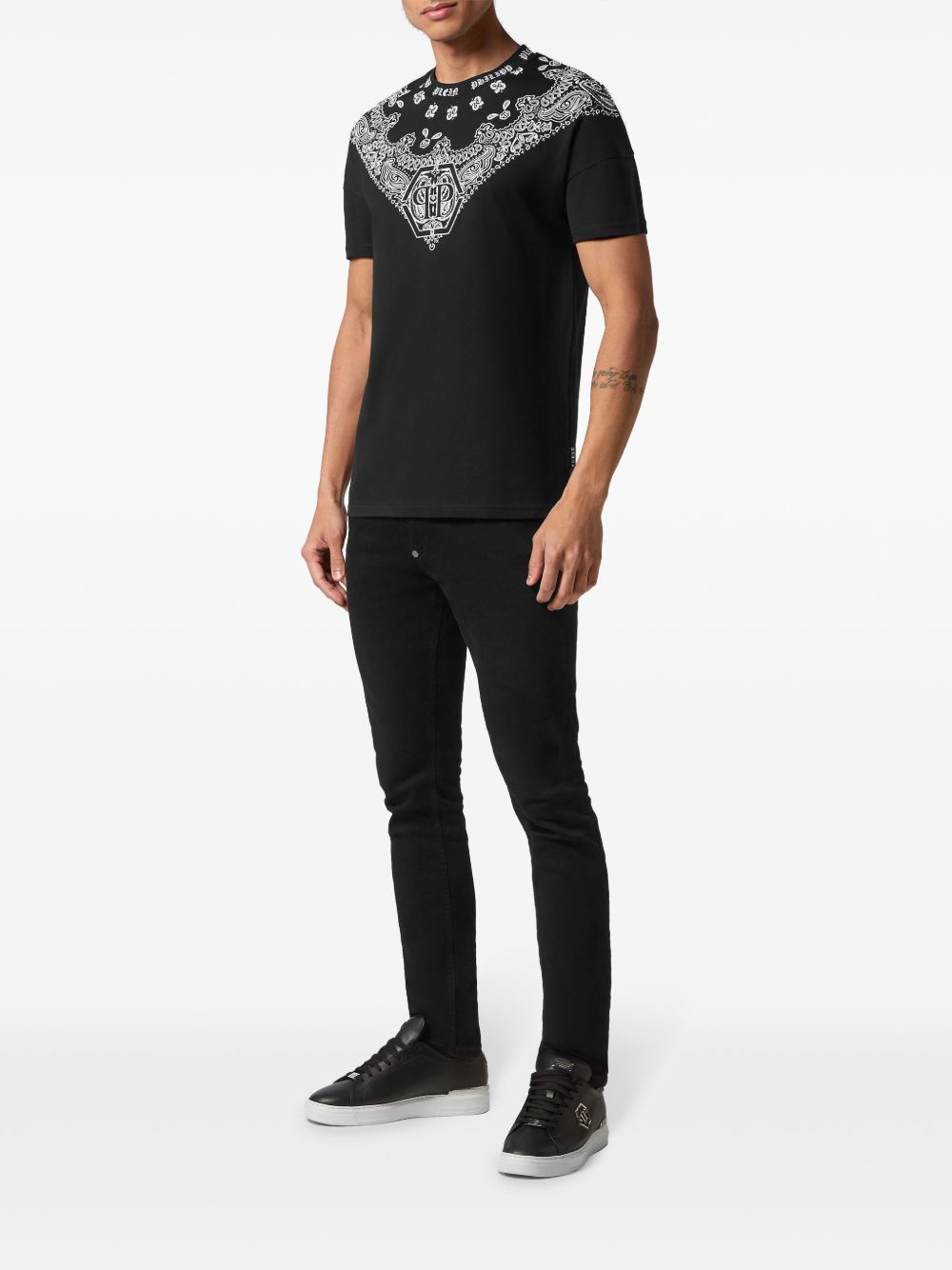 Philipp Plein Bandana T-shirt met paisley-print - Zwart