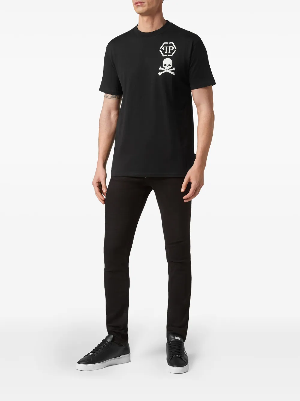 Philipp Plein T-shirt met doodskop - Zwart