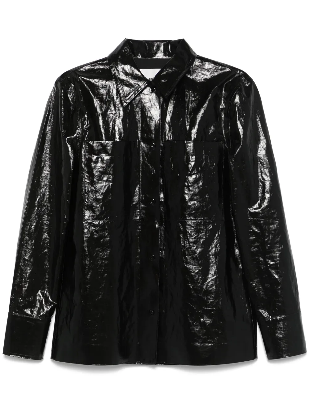 Jil Sander コーテッドリネンシャツ - ブラック Jil Sander コーテッドリネンシャツ - ブラック