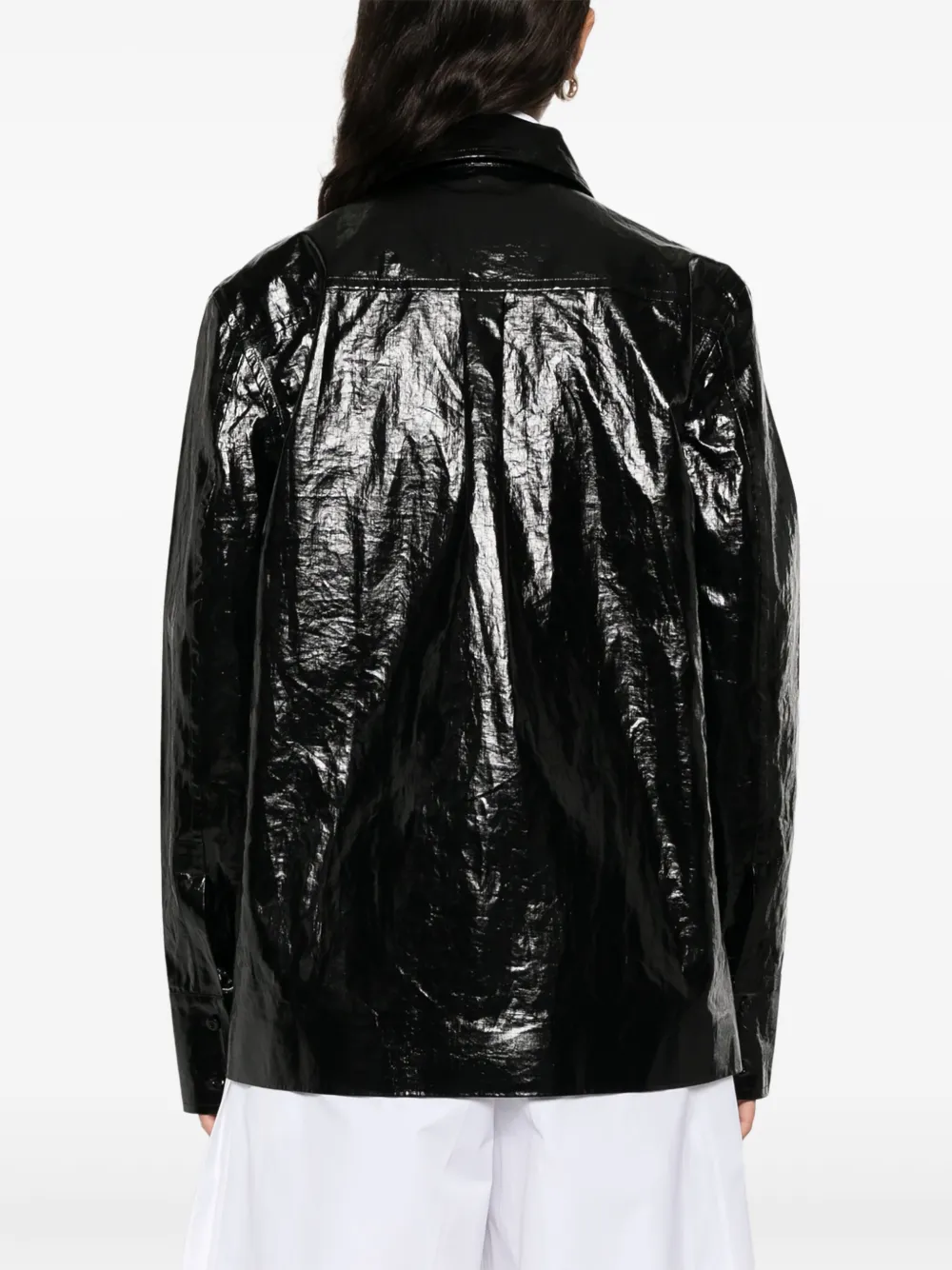 Jil Sander Gecoate linnen blouse Zwart