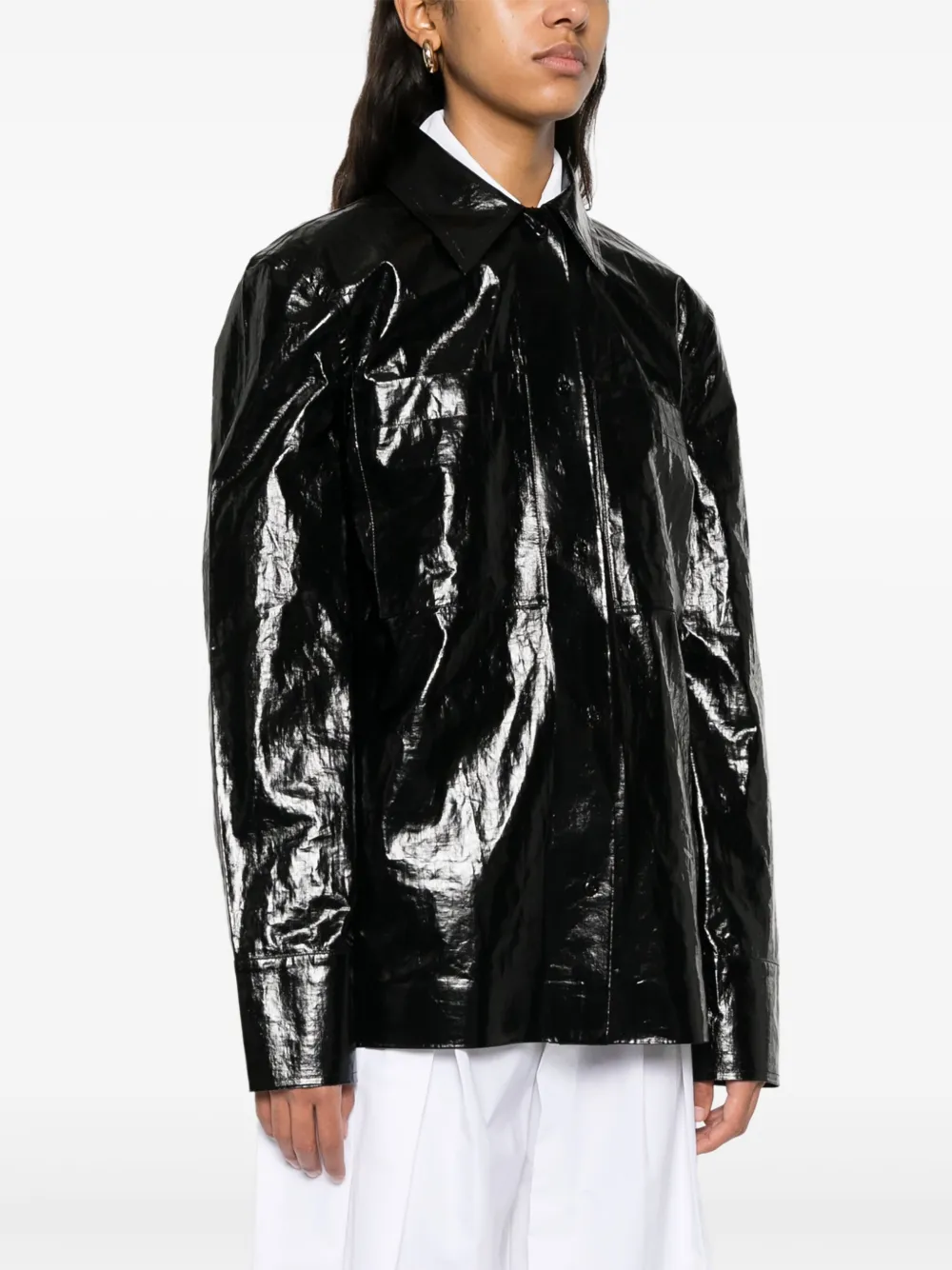 Jil Sander Gecoate linnen blouse Zwart