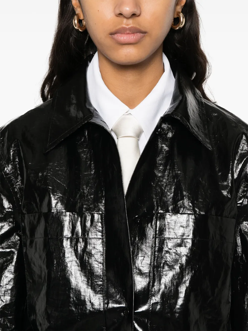 Jil Sander Gecoate linnen blouse Zwart