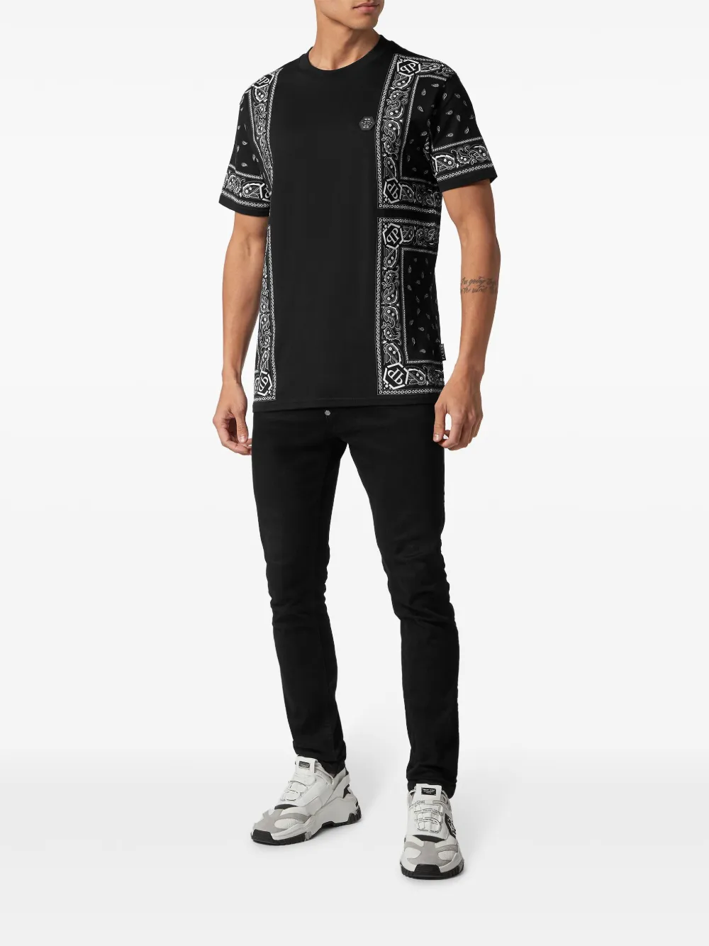 Philipp Plein T-shirt met paisley-print - Zwart