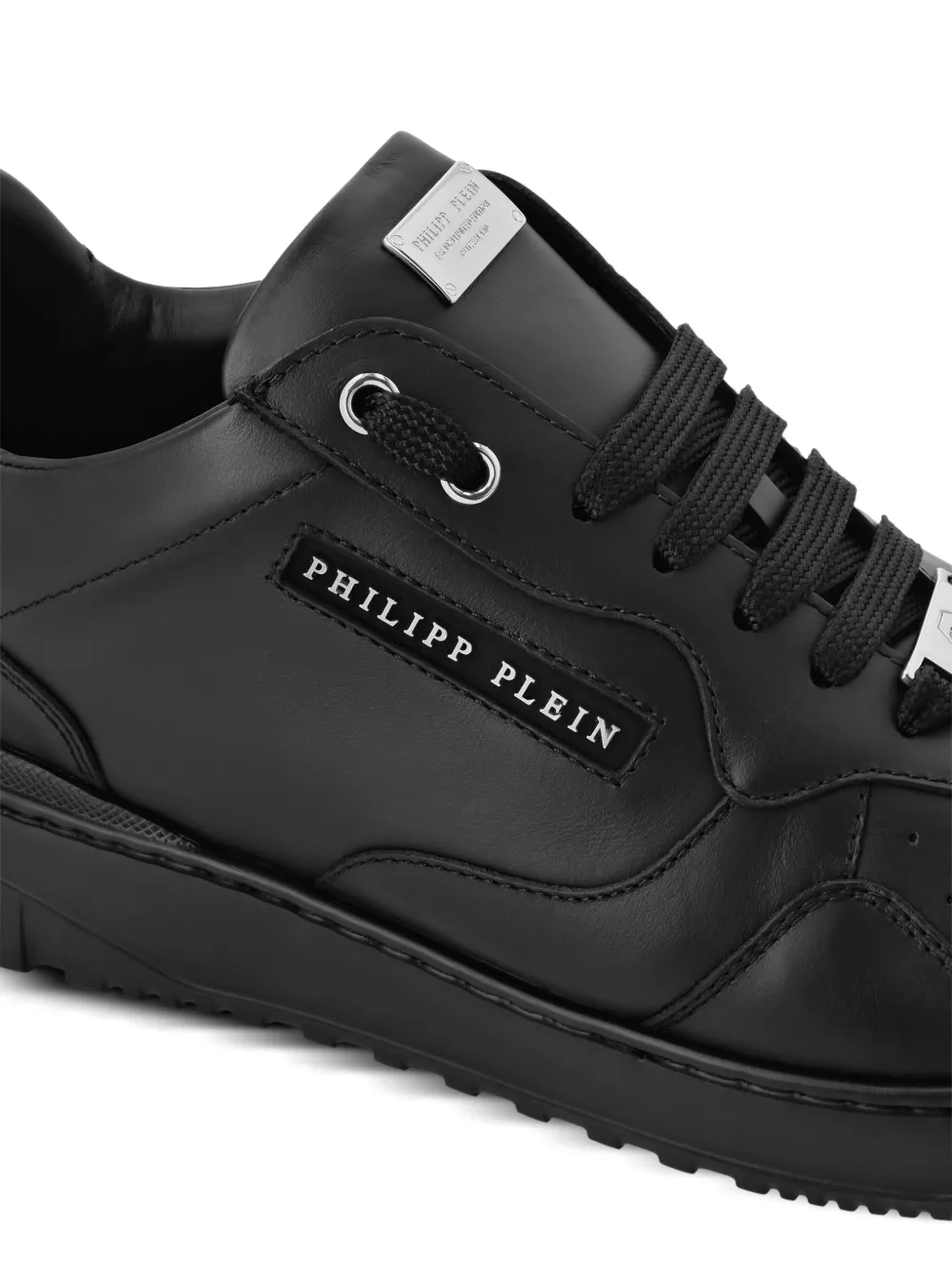 Philipp Plein Leren sneakers met logo Zwart