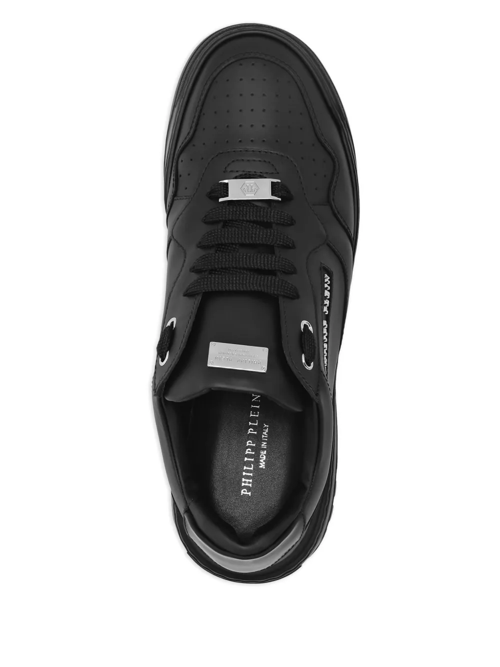 Philipp Plein Leren sneakers met logo Zwart