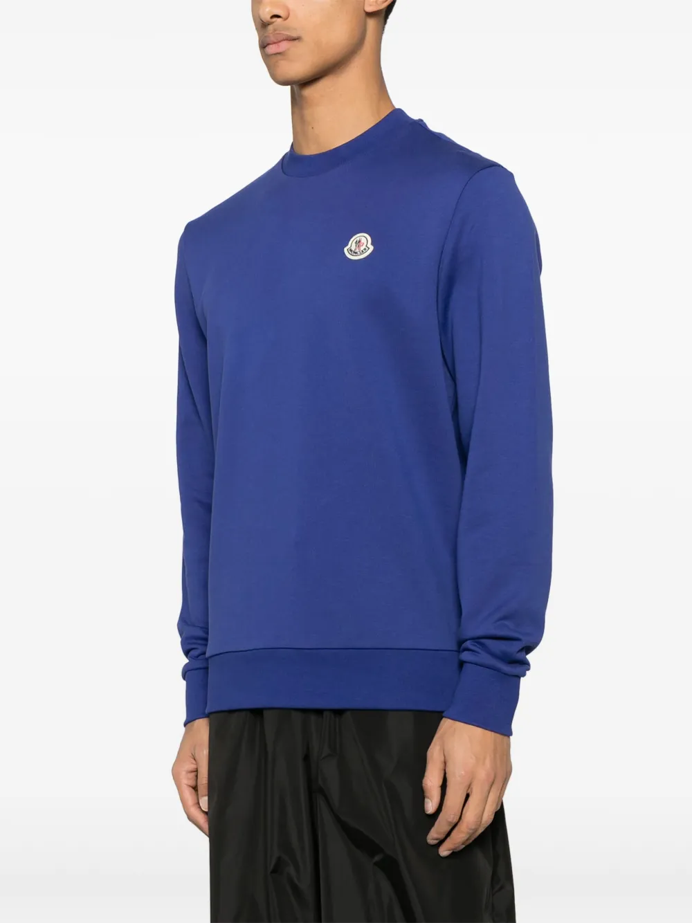 Moncler Katoenen sweater met logopatch Blauw