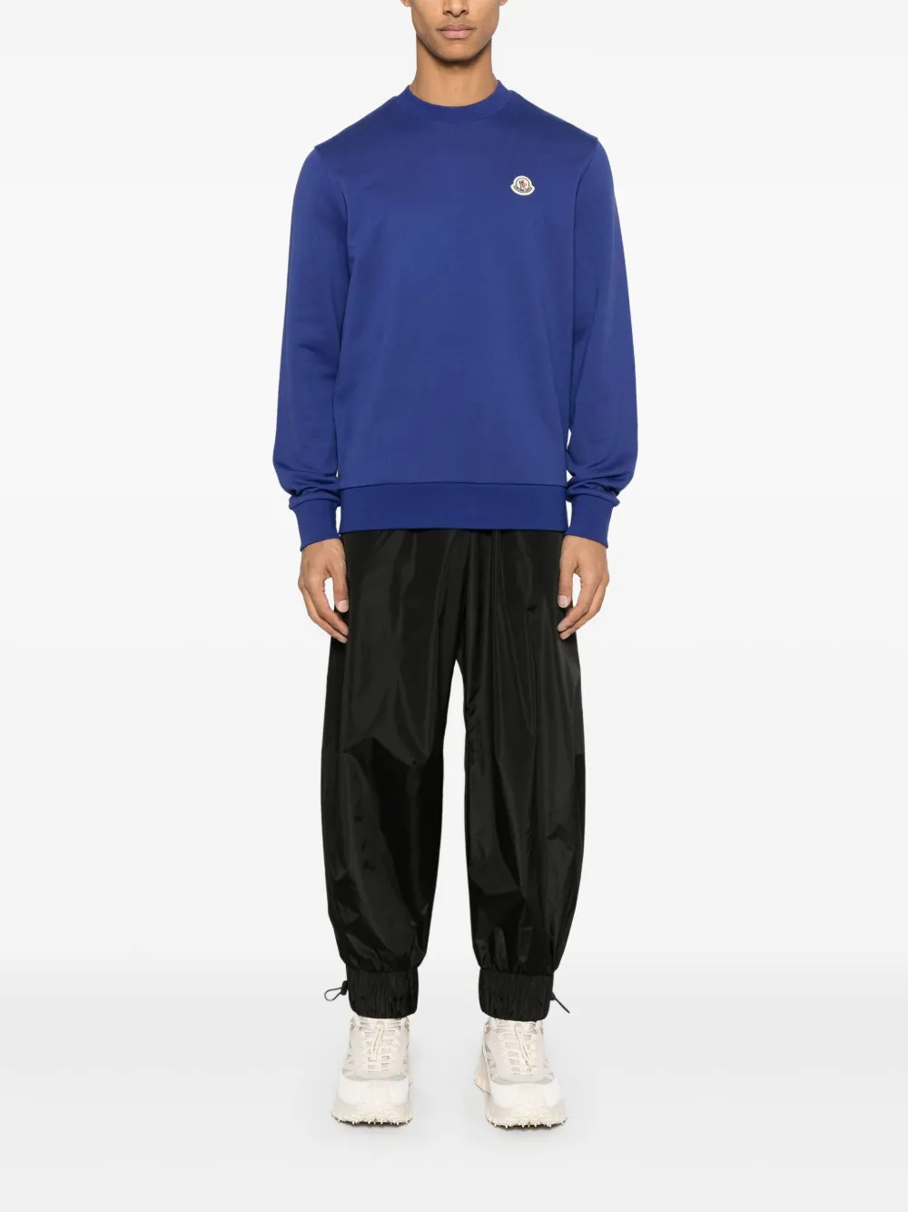 Moncler Katoenen sweater met logopatch - Blauw