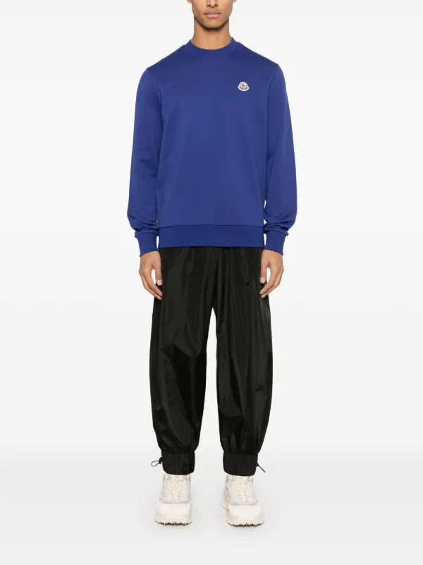 Moncler logo-patch Cotton Sweatshirt | Blue | FARFETCH ID