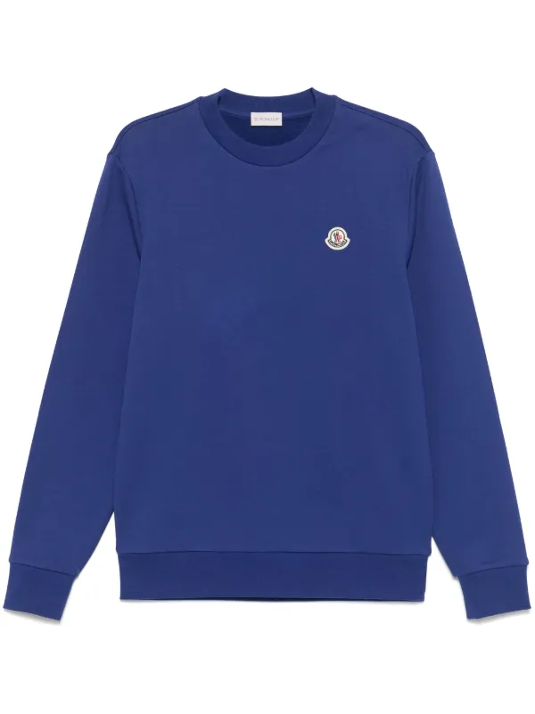 Moncler logo-patch Cotton Sweatshirt | Blue | FARFETCH ID