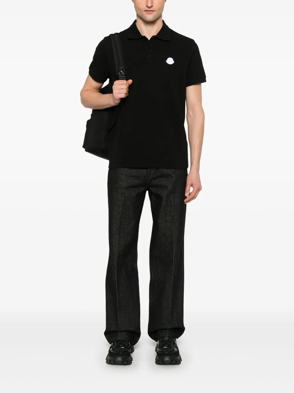 Moncler short-sleeve polo shirt - Zwart