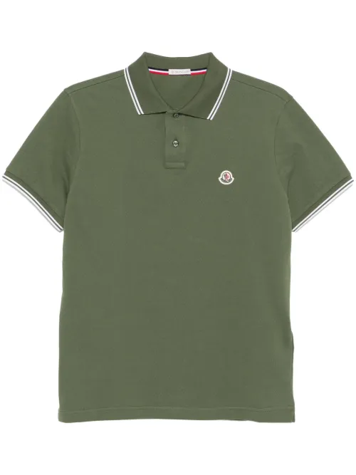 Polo en coton à patch logo - Moncler - Modalova