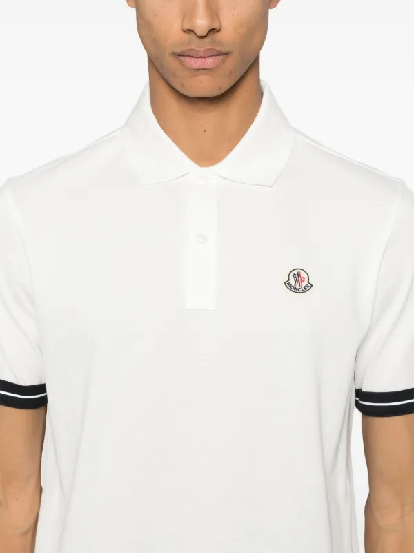 Moncler Logo Piquet Polo Shirt | White | FARFETCH