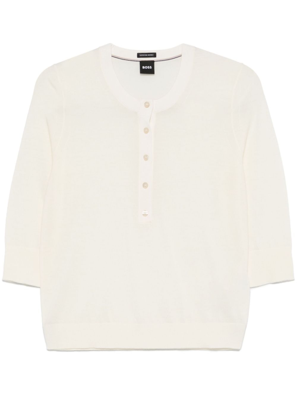 BOSS Henley-neck sweater - White