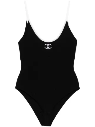 ワンピース 2009 CHANEL onepiece black dress eh Chanel Black/White Two Sided One Piece Swimsuit Runway