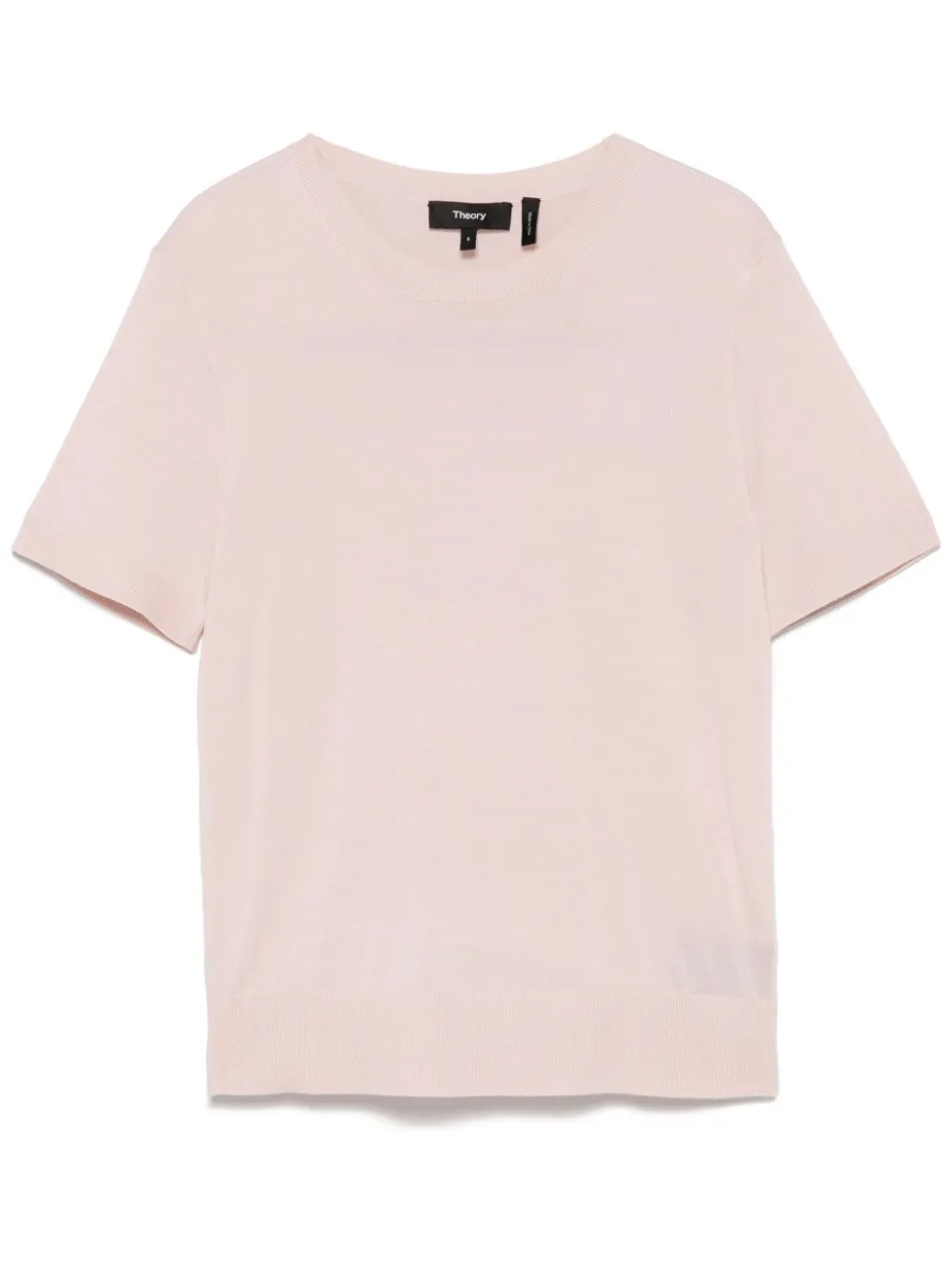 Theory Short-sleeve Knitted Wool Top In Pink
