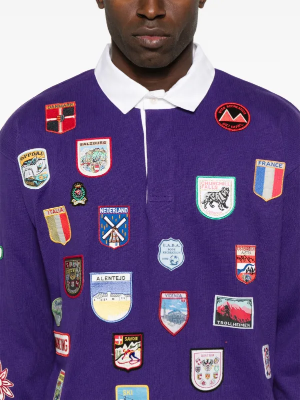 BODE Passport Patch Polo Shirt | Purple | FARFETCH PH