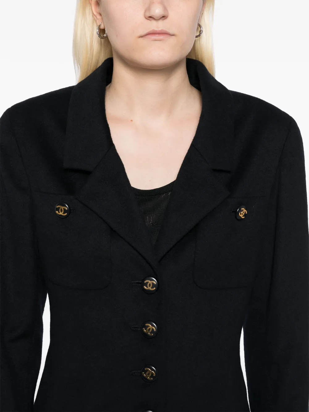 Pre-owned Chanel 1993 Single-breasted Jacket In Blue