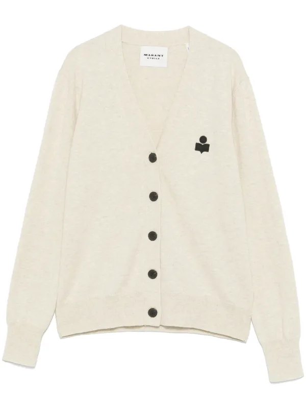 Marant Étoile Karina Logo-embroidered Cardigan in Neutrals