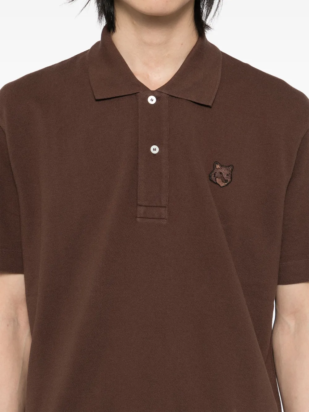 Maison Kitsuné Poloshirt met Bold Fox-patch Bruin