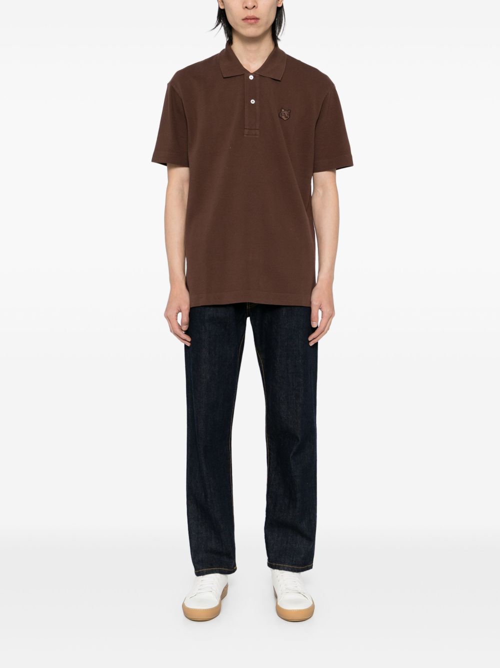 Maison Kitsuné Poloshirt met Bold Fox-patch - Bruin