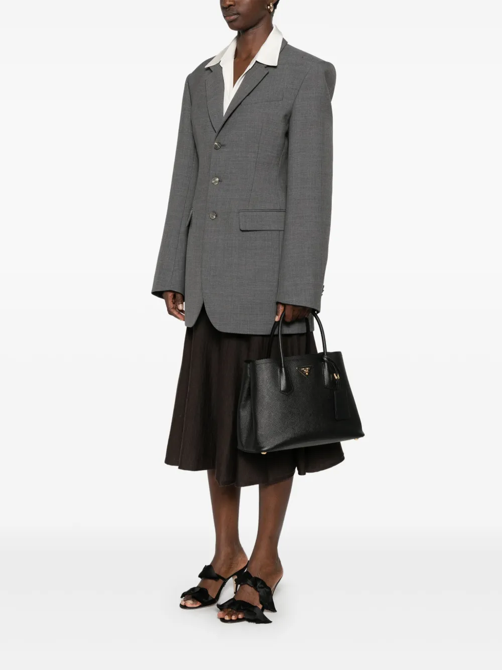 Prada Saffiano kleine shopper - Zwart