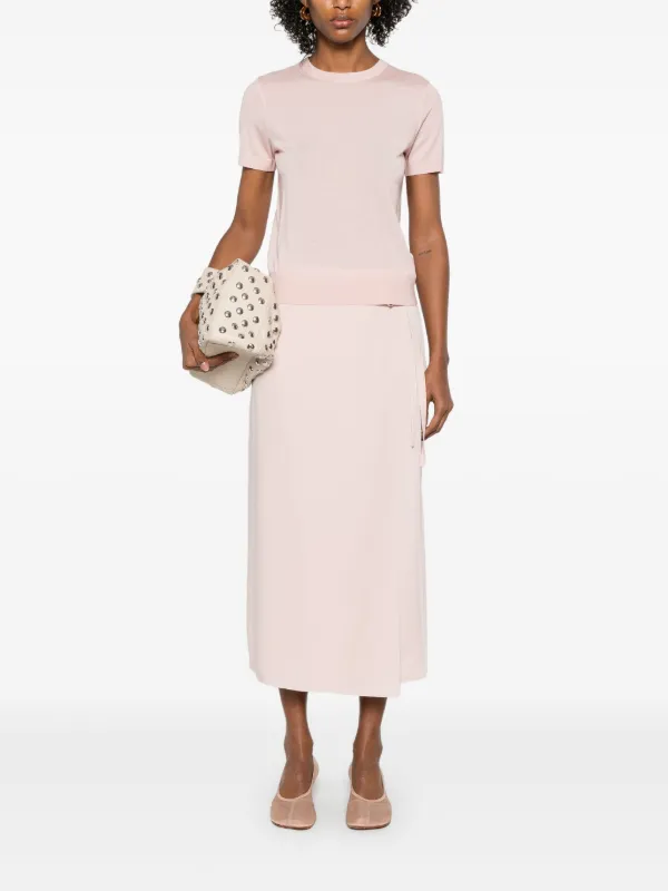 Theory wrap-design Midi Skirt | Pink | FARFETCH