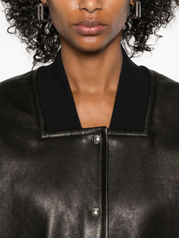 ジャケット KHAITE Women Jackets 61094058 200 black Owey Jacket in Black Leather – KHAITE