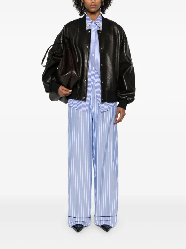 パンツ PRADA stripe slacks pants Prada Striped Trousers | Blue | FARFETCH PT