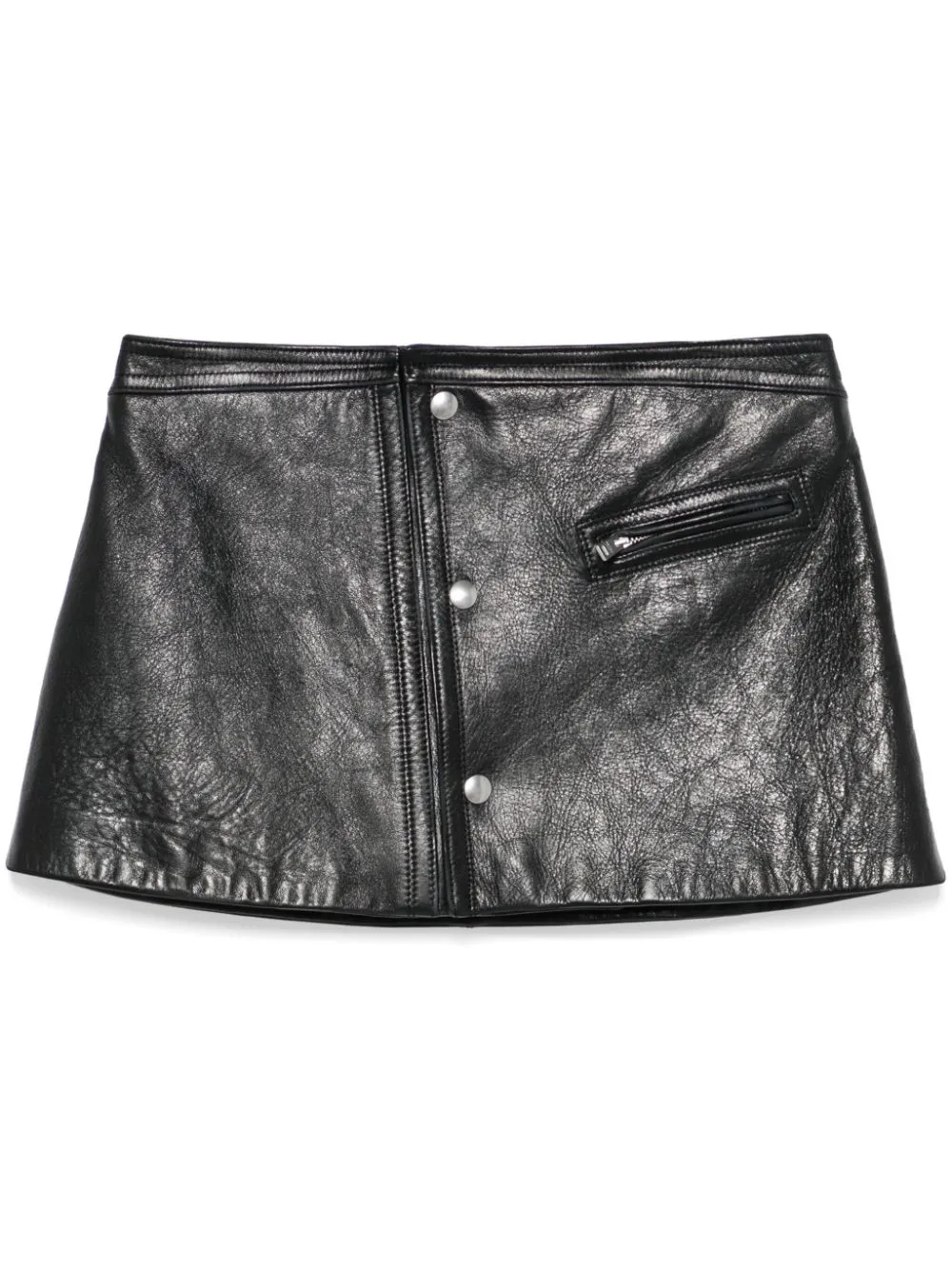Prada Leather Mini Skirt In Black