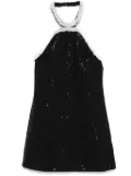 Self-Portrait bouclé pearl-trim mini dress - Black