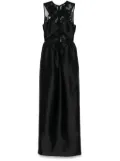 Self-Portrait lace-trim taffeta maxi dress - Black