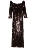Self-Portrait sequin off-shoulder maxi dress - Brown
