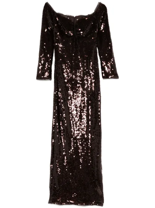 Robe longue ornée de sequins à épaules dénudées - Self-Portrait - Modalova