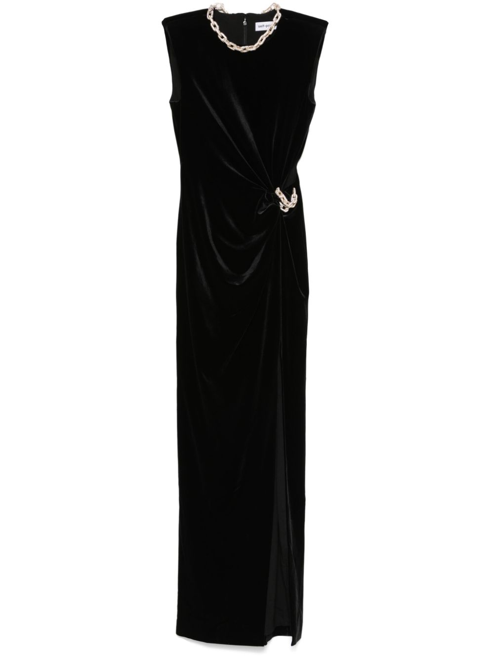 Self-Portrait embellished velvet maxi dress - Black