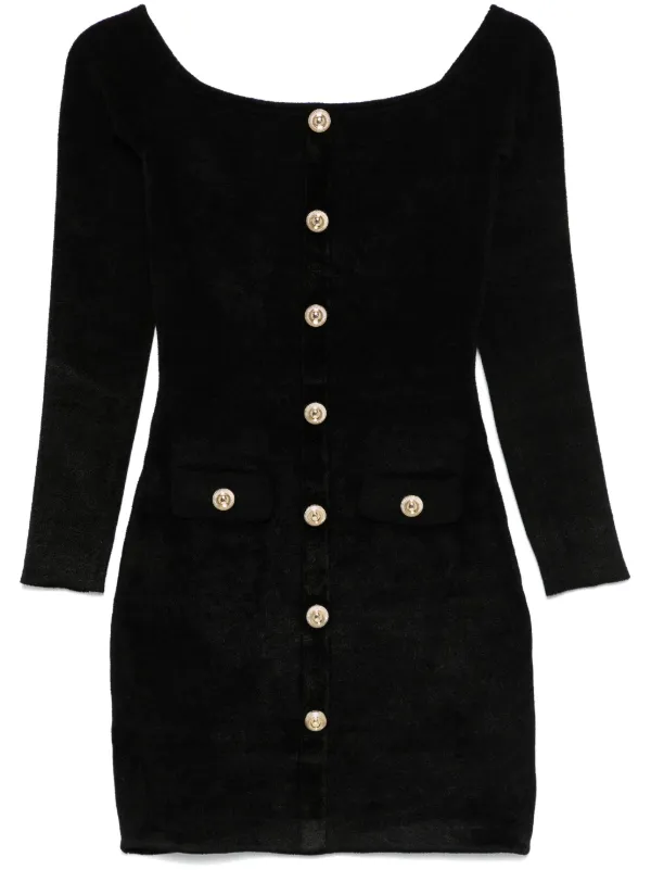 ワンピース Self Portrait CHENILLE KNIT MINI DRESS Black Chenille Knit Mini Dress – self-portrait-US