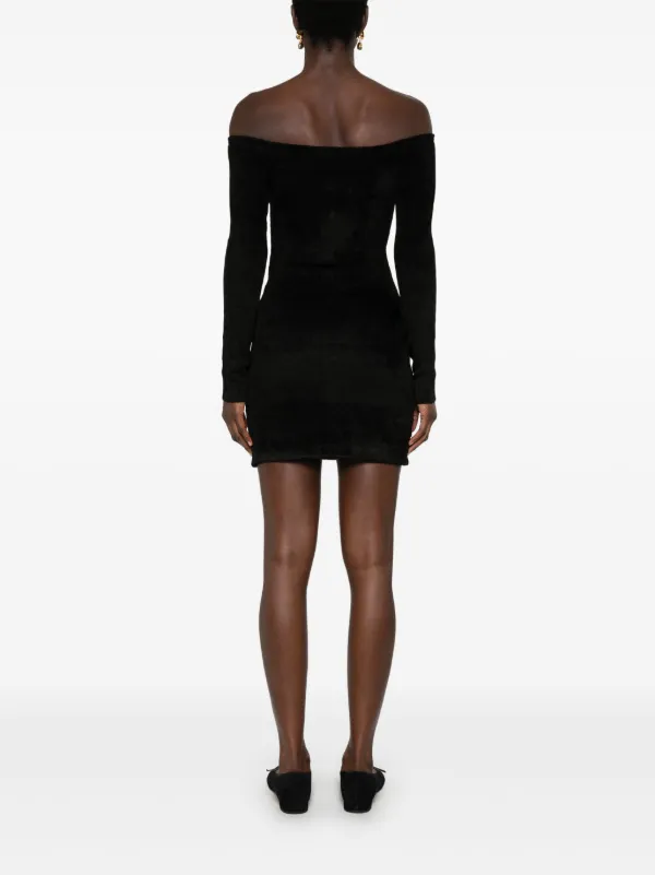 ワンピース Self Portrait CHENILLE KNIT MINI DRESS Black Chenille Knit Mini Dress – self-portrait-US
