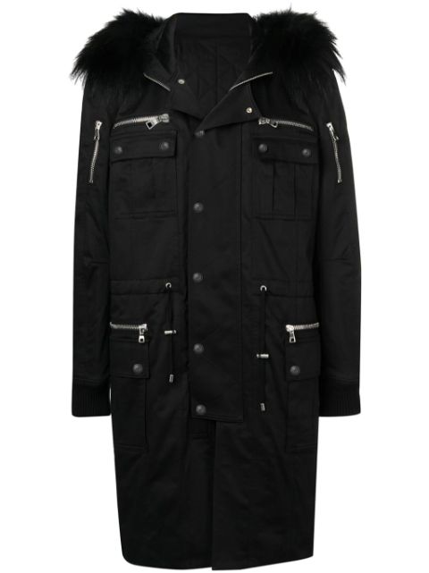 Balmain faux-fur trim parka Men