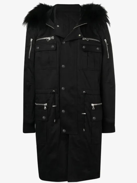 Balmain faux-fur trim parka